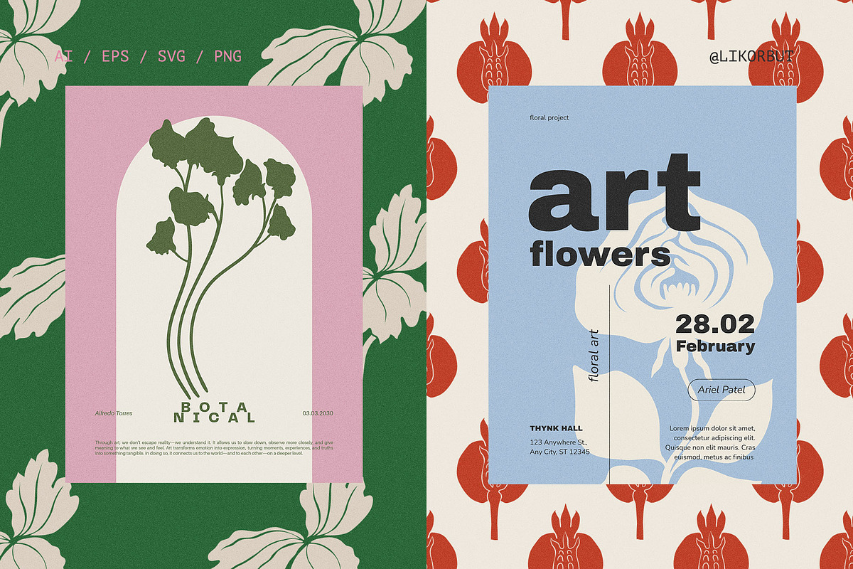 70 Vintage Bold Silhouette Flowers, an Object Illustration by likorbut (Photo 8 of 10)