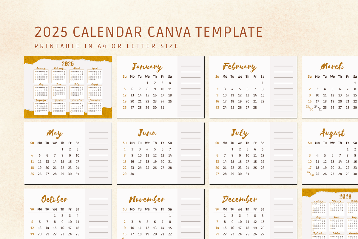 2025 CALENDAR CANVA TEMPLATE, a Stationery Template by The Little Lily Studio (Photo 4 of 5)