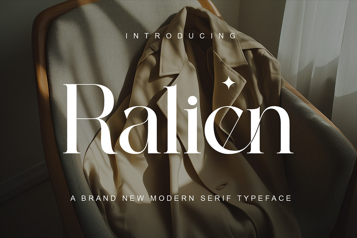 Ralien Modern Serif Typeface, a Serif Font by Alfinart (Photo 1 of 10)