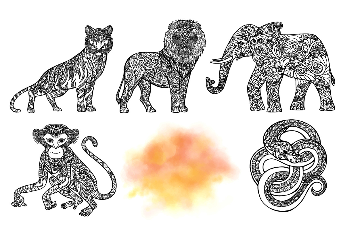 5 Decorative African Animals, a Decorative Illustration by Elen-Lane (Photo 2 of 5)