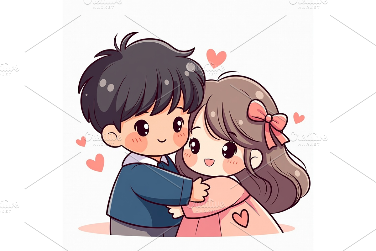 Hugging Couple Romance Clipart, a Seasonal Illustration by Creative design (Photo 2 of 7)