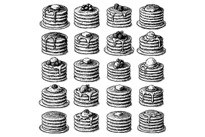Pancake Illustration Vector Set, an Object Graphic by nikagraphic