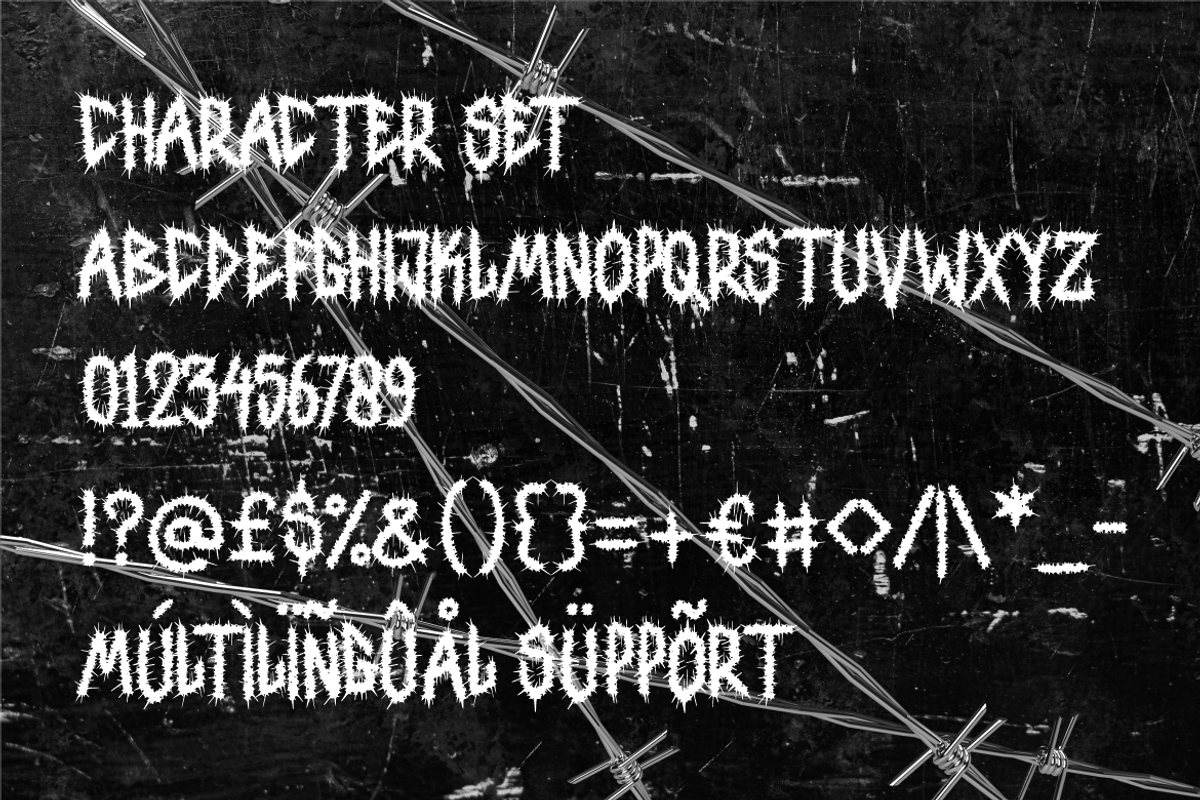 Black Rotting Spiked Darkmetal Font, a Blackletter Font by PutraCetol Studio (Photo 5 of 5)