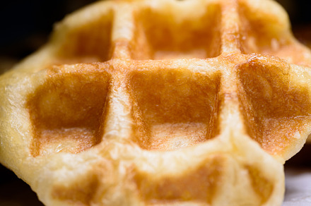 Close up of fresh waffles delicious sweet