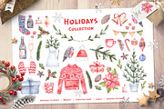Christmas holidays. Watercolor set, a Decorative Illustration by Kate Macate (Thumbnail 1 of 6)