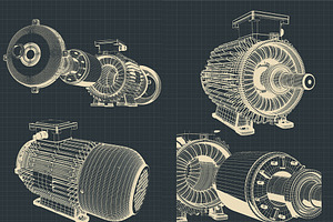 Eectric Motor Blueprints Set, a Graphic by Blacklight