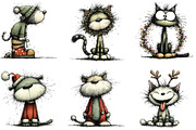 Quirky Funny Christmas Cat Clipart, an Illustration by CraftArtStudio (Thumbnail 4 of 6)