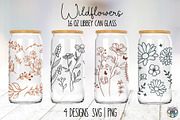 Wildflower Glass Can svg, 16oz, a Pattern Graphic by HeyLenaArts (Thumbnail 1 of 2)