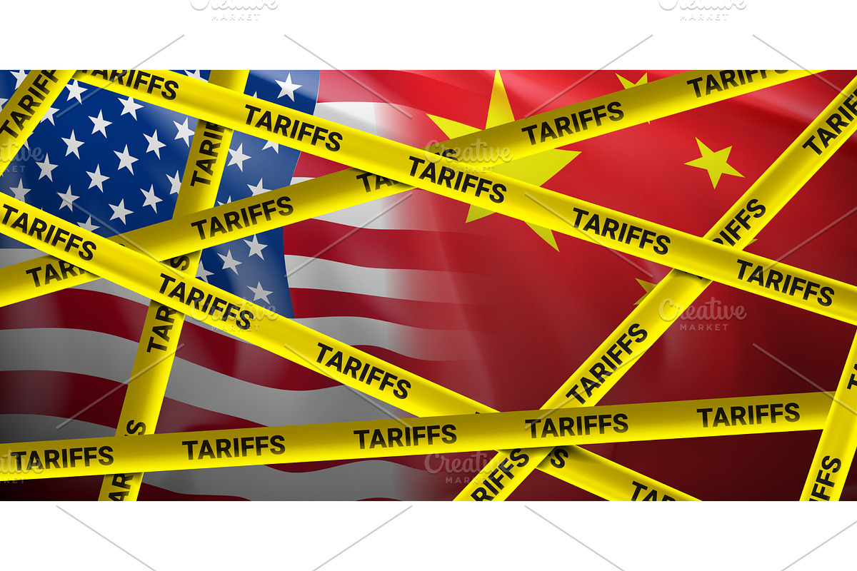 USA and China trade war concept, an Object Illustration by Andrey Yaroslavtsev