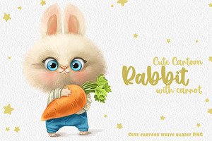 Cute bunny with carrot, an Animal Illustration by Azuzlikus