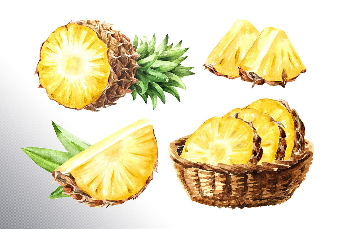 Tropical Pineapple. Hand painted, a Food Illustration by Daria Ustiugova (Photo 4 of 28)