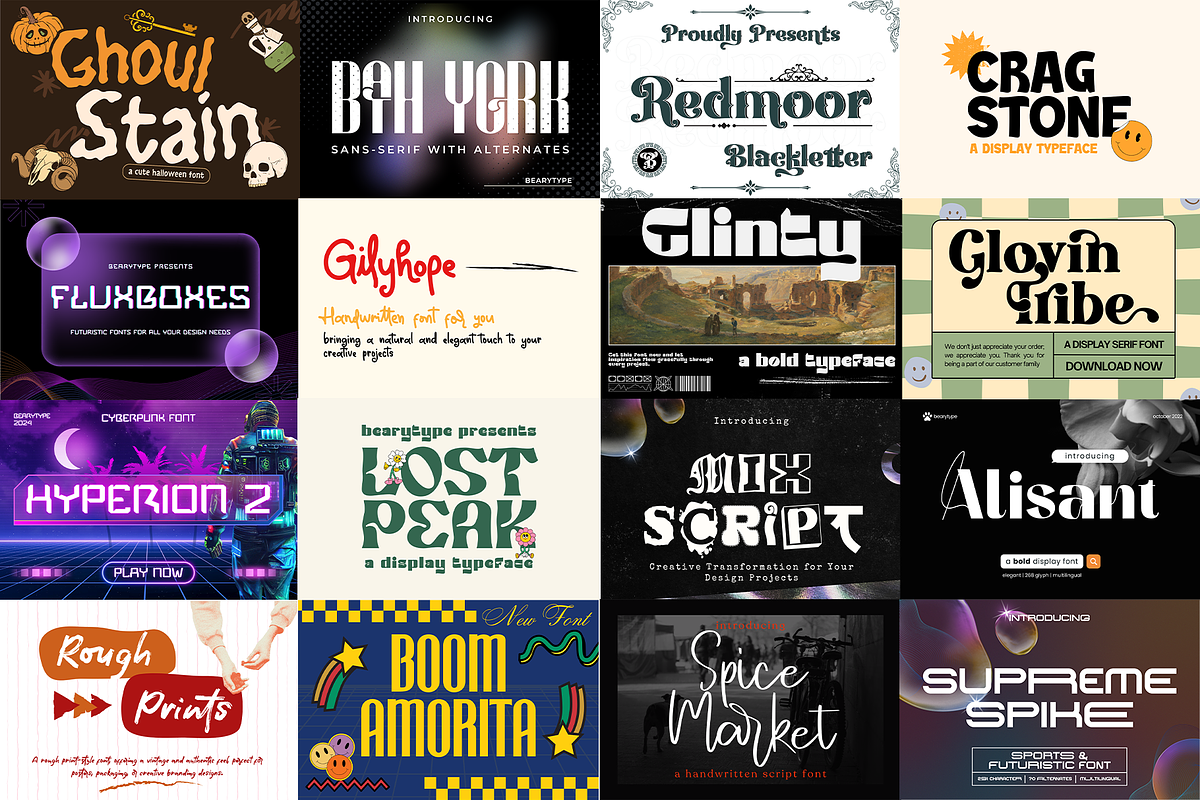 220 fonts mega pack, a Font by BearyType Studio (Photo 3 of 9)