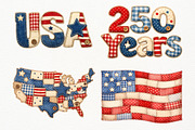 Patchwork 4th July 250 Years PNG, a Decorative Illustration by Nicolle's Colorful Art (Thumbnail 2 of 4)