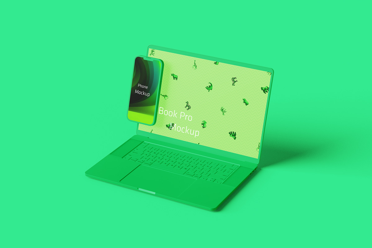 MacBook Pro&iPhone 13 Clay Mockups, a Mac Mockup by 2M GRAPHICS DESIGN (Photo 3 of 9)