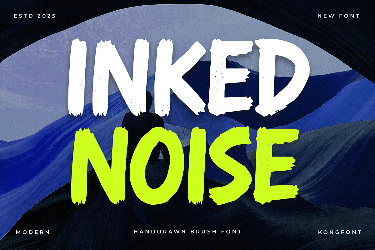 Inked Noise – Handdrawn Brush Font, a Handwritten Font by overlaytemplates (Photo 1 of 5)