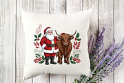 Vintage Highland Cow Santa Christmas, a Graphic by Designking (Thumbnail 2 of 4)