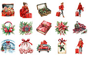Christmas Travel Watercolour Clipart, an Illustration by Libby Wishes (Thumbnail 2 of 7)