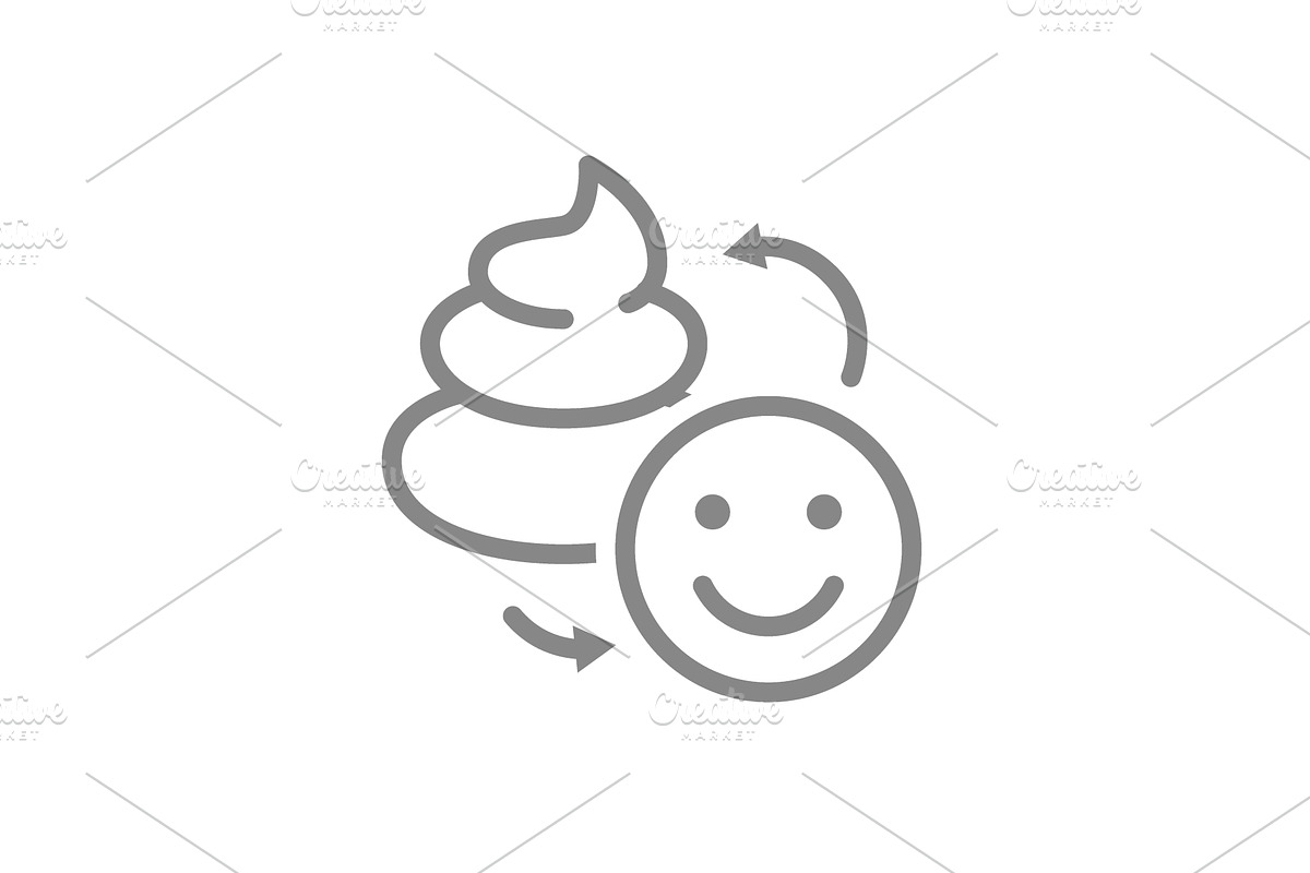 Poop with happy face line icon, an Object Illustration by GraphiShop