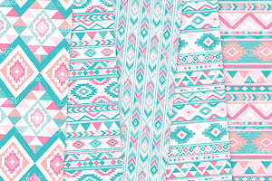 Pink & Teal Aztec Digital Paper