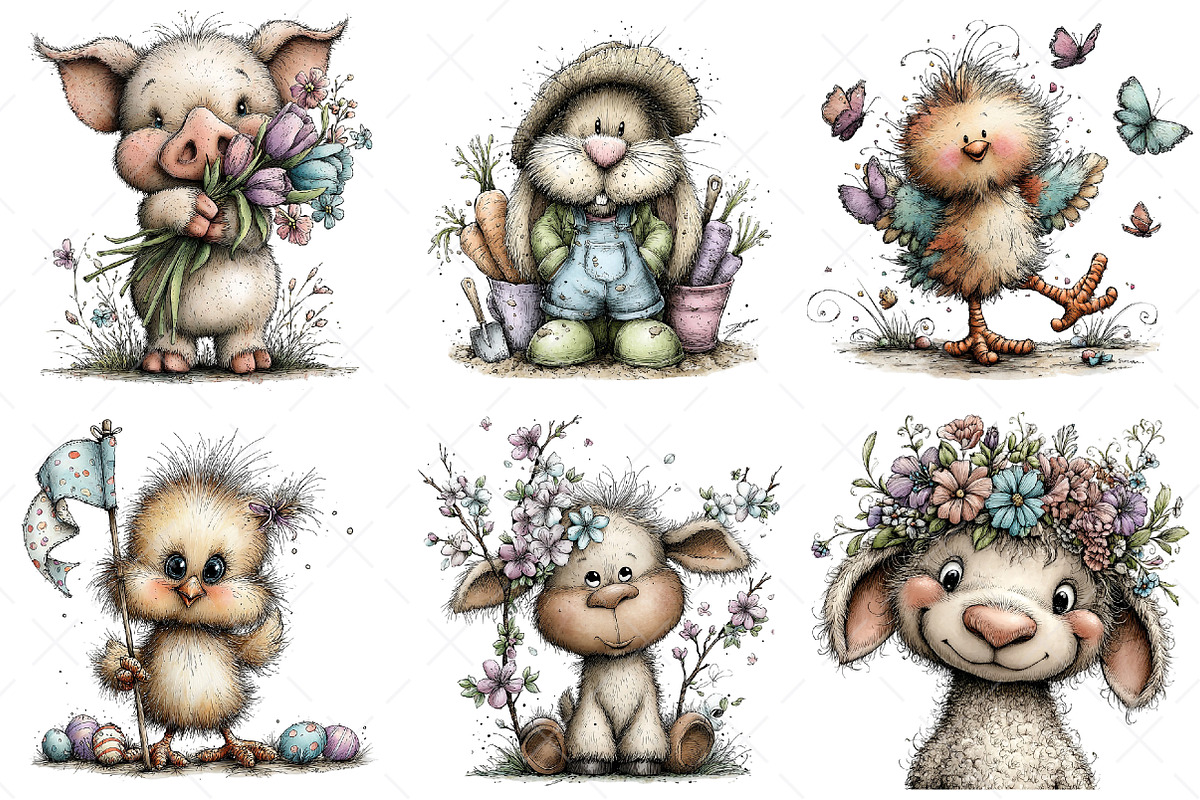 Whimsical Easter Farm Clipart, an Illustration by Craft Nest (Photo 4 of 11)
