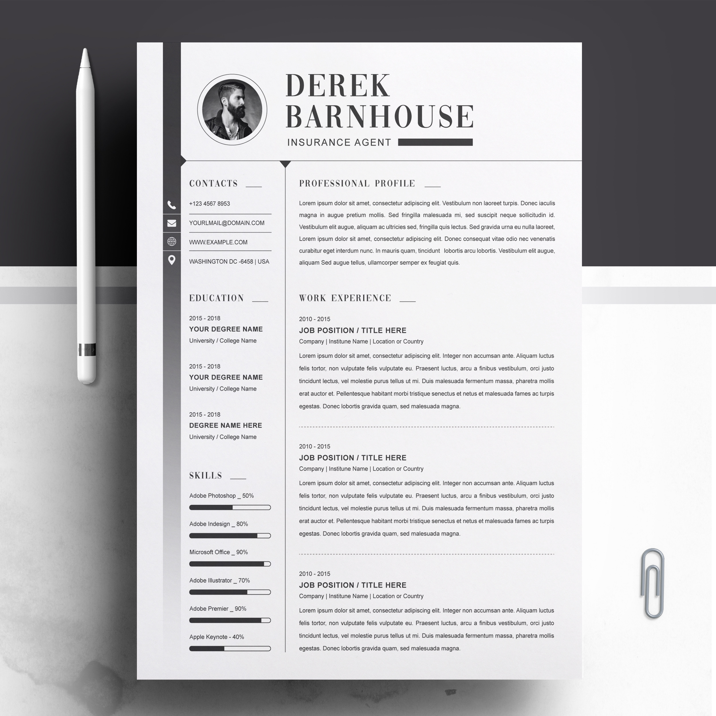 Modern Clean Word Resume Template, a Resume Template by ResumeInventor