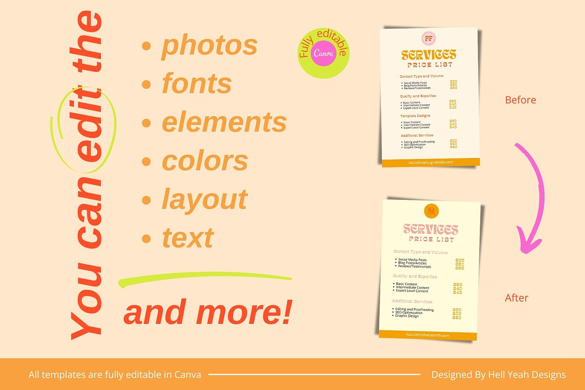 Funky Price List Templates, a Stationery Template by Hell Yeah Designs (Photo 5 of 7)