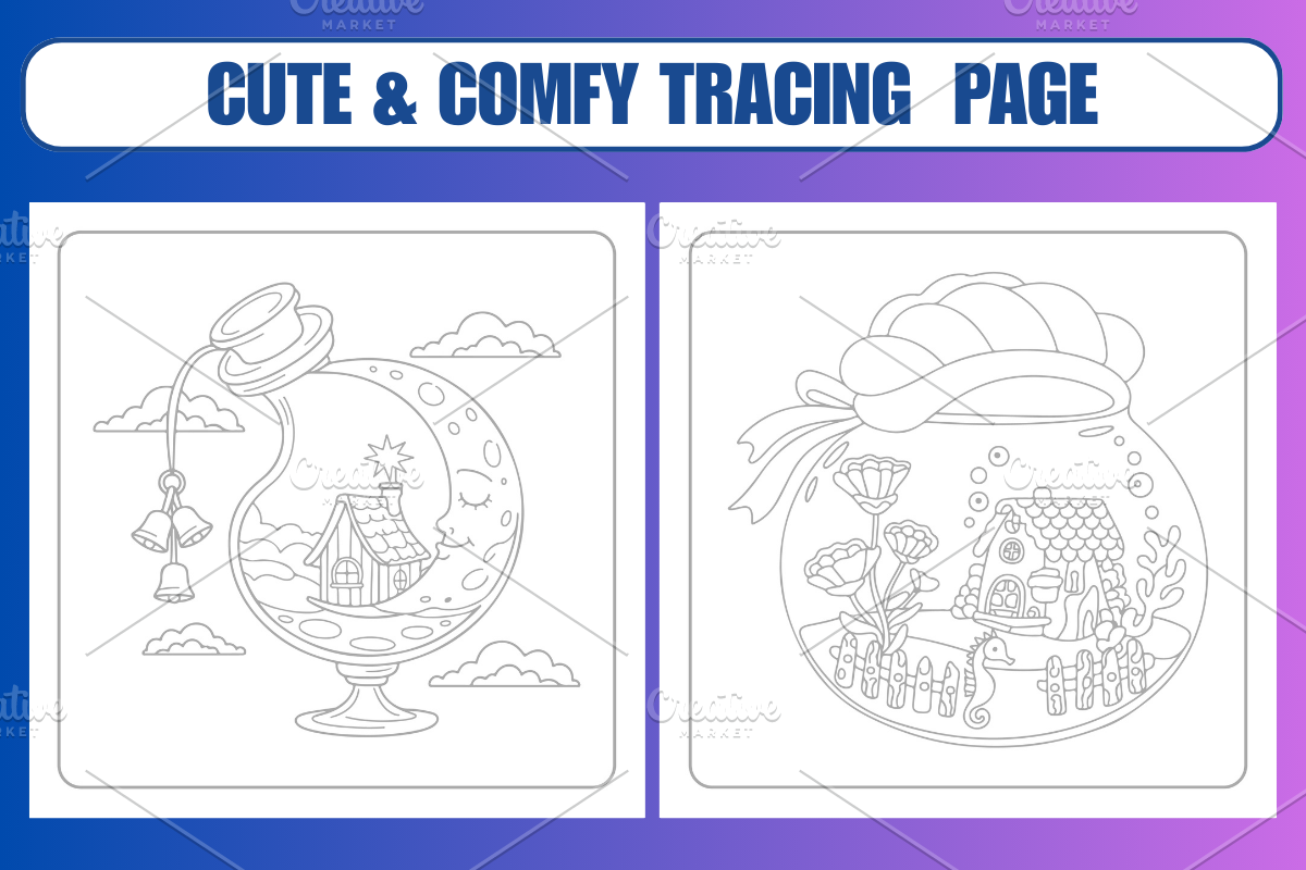 Fairy Bottle Cottage Coloring Pages, a Decorative Illustration by Coco Bloom (Photo 4 of 6)