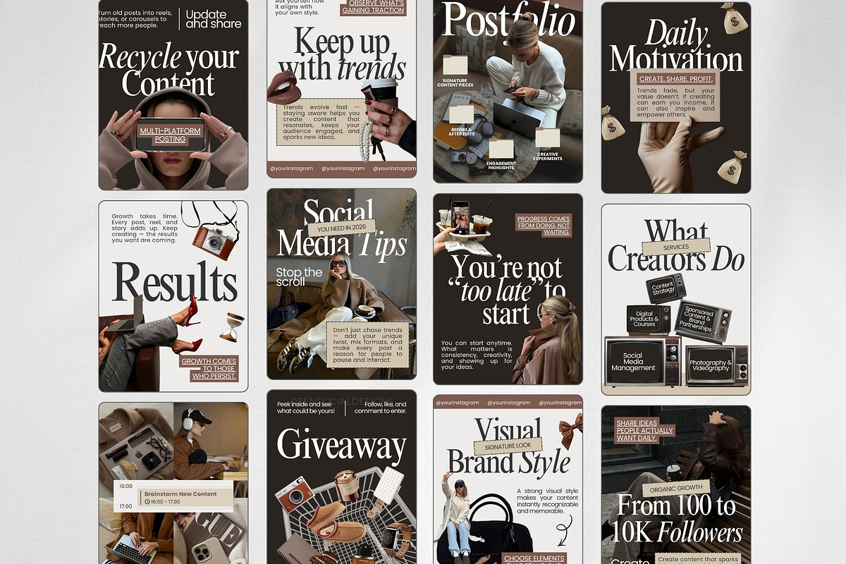 Content Creator Instagram Templates, a Social Media Template by ZenSocialDesigns (Photo 2 of 9)