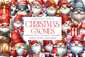 Red And White Gnome Clipart, an Illustration by SinaCreation