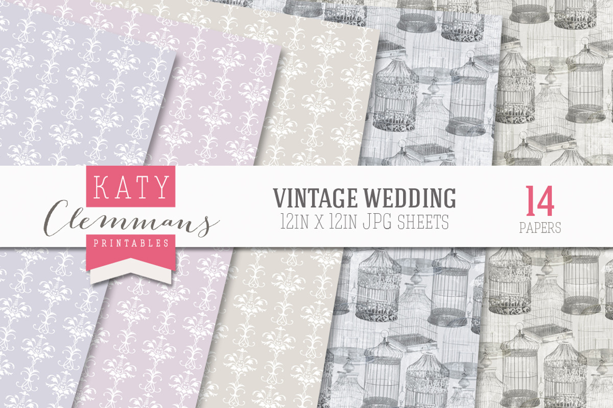 Vintage Wedding patterned paper pack preview 3