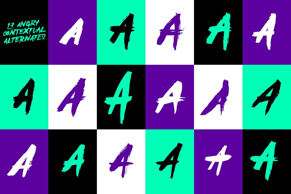 Angry Brush Font, a Handwritten Font by Emily Joy Rich