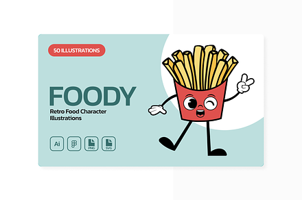 Foody Retro Food Character Bundle