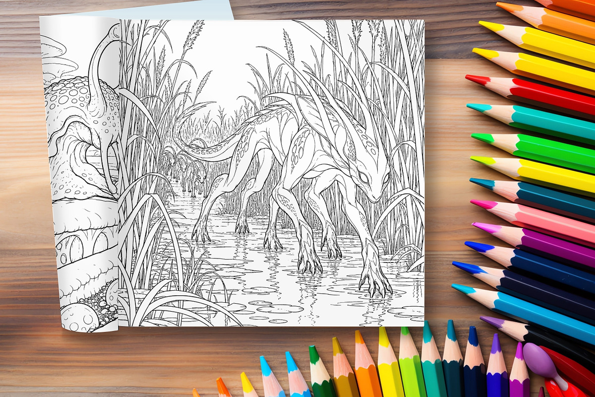Alien Wildlife Coloring Pages Bundle, a Brochure Template by LA Design (Photo 10 of 10)