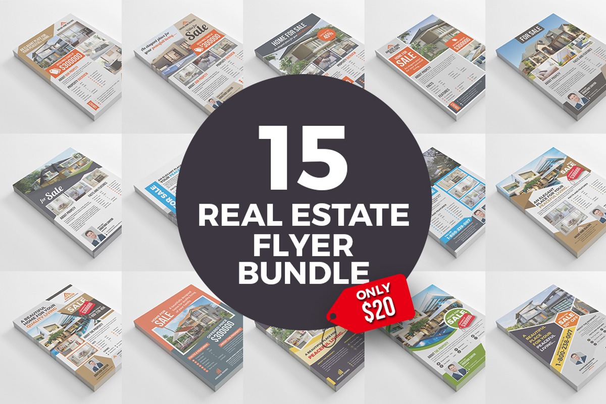 15 Real Estate Flyers Bundle, a Flyer Template by GraphicsEgg (Photo 1 of 16)