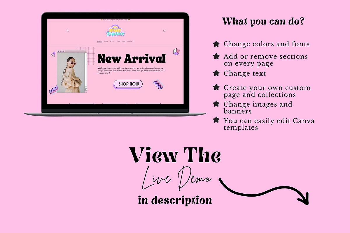 Aesthetic Pink Retro Shopify Theme, a Templates & Theme by DaisyStudio (Photo 3 of 10)