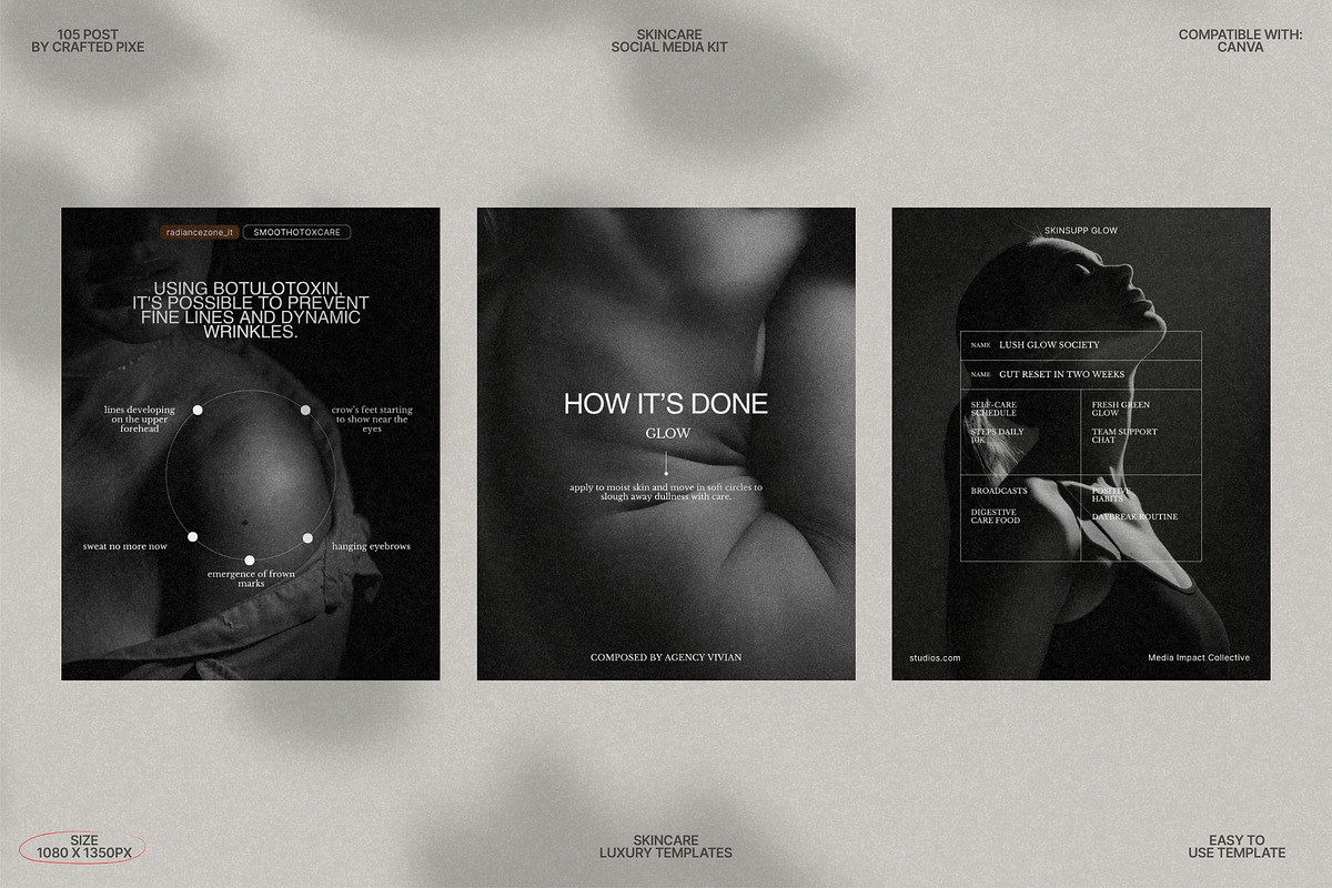 Minimal Skincare Canva Post Set preview 5