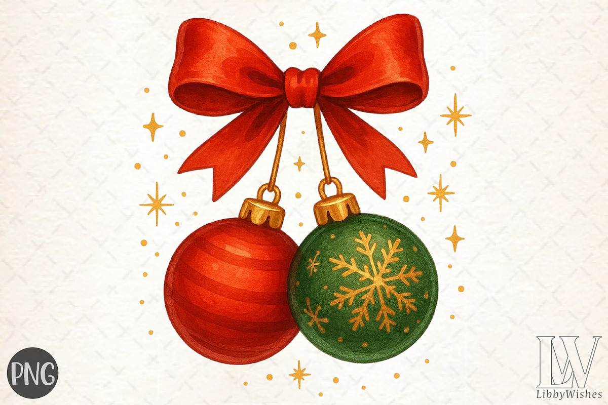 Vintage Christmas Ornament Cherries, an Illustration by Libby Wishes (Photo 1 of 6)
