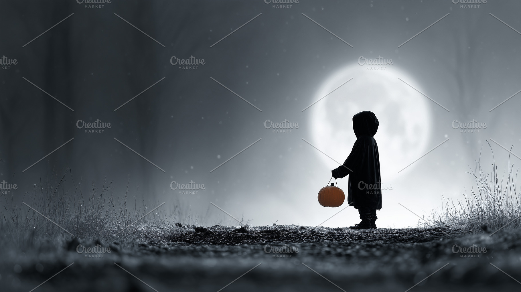 Child in a dark cloak holding bucket, a Holiday Photo by MistyDay