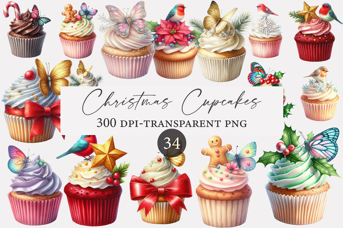 Christmas Cupcakes Clipart, an Illustration by Designworld (Photo 1 of 4)