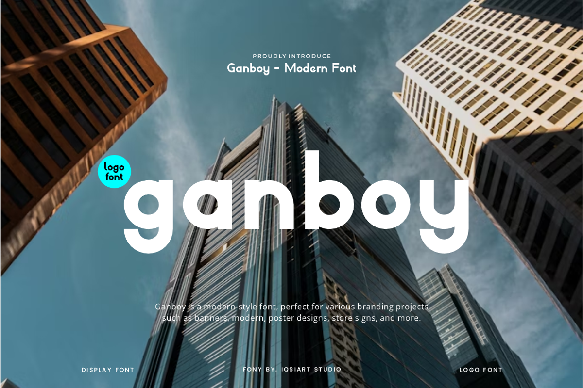 Ganboy - Modern Font, a Sans Serif Font by Iqsiart Studio (Photo 1 of 7)
