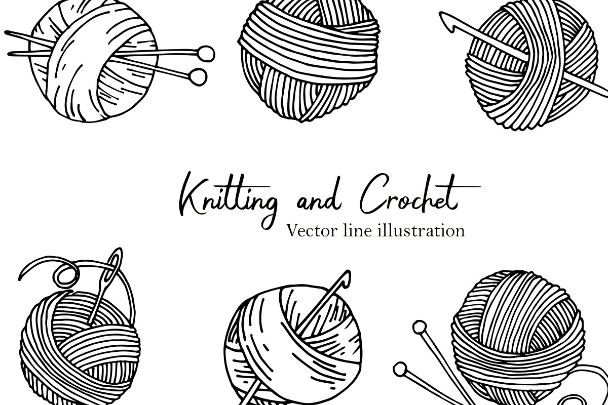 Knitting and Crochet doodle set, an Object Graphic by made by Tanya (Photo 1 of 3)