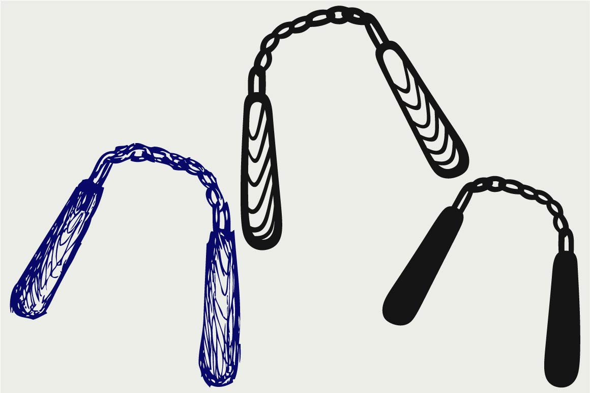 Nunchaku weapon SVG, an Outline Icon by LineworkStock