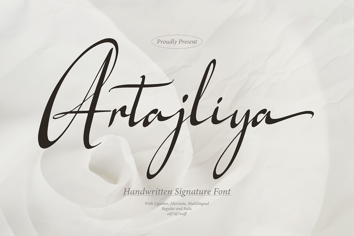 Artajliya | Handwritten Signature, a Script Font by Denustudios (Photo 1 of 15)