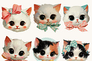 Watercolor Retro Cat Heads Clipart, an Animal Illustration by Design Scotch (Thumbnail 5 of 8)