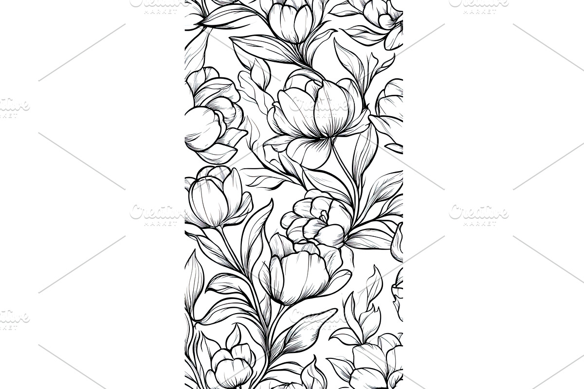 Elegant black and white floral, an Illustration by Lermont51
