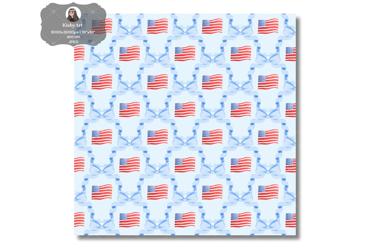 Preppy American Flag Seamless File, a Pattern Graphic by KisbyArt (Photo 2 of 3)