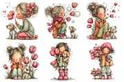 Whimsical Girl with Tulips and Puppy, an Illustration by Daily.Designs (Thumbnail 3 of 8)
