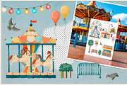 Amusement Park watercolor clip art, an Illustration by ARTerria (Thumbnail 3 of 9)