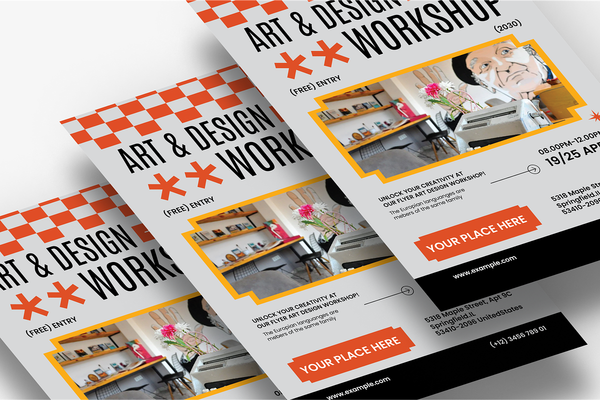 Grey Art & Design Workshop Flyer, a Flyer Template by SquidPixey (Photo 5 of 5)
