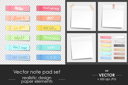 Note pad set, paper stickers